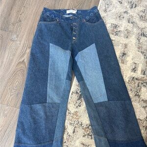 Marine Serre Men's Two-Tone Blue Jeans